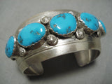 Magnificent Vintage Native American Navajo Large Turquoise Sterling Silver Convex Bracelet-Nativo Arts