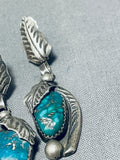 Important Top 100 Artists Vintage Native American Navajo Turquoise Sterling Silver Earrings-Nativo Arts