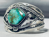 Important Damale Turquoise Vintage Native American Navajo Sterling Silver Bracelet Old-Nativo Arts