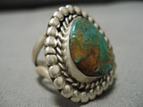 Striking Vintage Native American Navajo Royston Turquoise Sterling Silver Ring Old-Nativo Arts