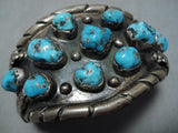 Tremendous Vintage Native American Navajo Morenci Turquoise Nugget Sterling Silver Bracelet-Nativo Arts