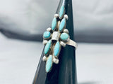 Eye-catching Vintage Native American Zuni Blue Gem Turquoise Sterling Silver Ring-Nativo Arts