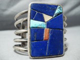 Important Vintage Native American Navajo Olivia Whitethorne Lapis Sterling Silver Bracelet-Nativo Arts