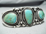 Signed Vintage Native American Navajo Royston Turquoise Sterling Silver Bracelet Old-Nativo Arts