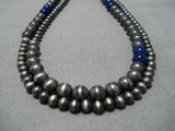 Museum Vintage Native American Navajo Lapis Sterling Silver Wrap Around Necklace-Nativo Arts