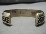Striking Vintage Zuni/ Native American Navajo Turquoise Inlay Sterling Silver Bracelet-Nativo Arts