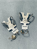 Unique Vintage Native American Navajo Turquoise Sterling Silver Kachina Earrings-Nativo Arts