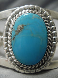 Exceptional Vintage Native American Navajo Blue Gem Turquoise Sterling Silver Native Bracelet-Nativo Arts