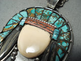 Native American Important Francisco Gomez Turquoise Coral Sterling Silver Chief Necklace-Nativo Arts