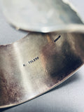 200 Grams!! All Silver Powerful Vintage Native American Navajo Sterling Bracelet Cuff-Nativo Arts