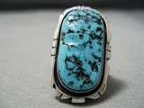 Amazing Vintage Native American Navajo Sleeping Turquoise Sterling Silver Ring Old-Nativo Arts