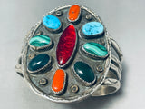 Ruby Red Vintage Native American Navajo Turquoise Sterling Silver Bracelet Cuff Old-Nativo Arts