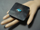 Incredible Vintage Native American Navajo Blue Diamond Turquoise Sterling Silver Trinket Box-Nativo Arts