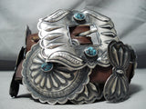 Extremely Rare Turquoise Vintage Native American Navajo Sterling Silver Concho Belt-Nativo Arts