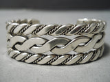 Coil Genius Native American Navajo Sterling Silver Hand Woven Bracelet Havy Cuff-Nativo Arts