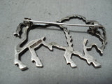 Picturesque Vintage Native American Navajo Sterling Silver Buffalo Pin Old-Nativo Arts