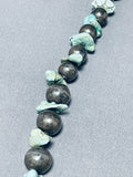 Native American Spectacular Vintage Santo Domingo Kingman Turquoise Sterling Silver Necklace-Nativo Arts