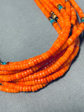 Rare Orange Coral Authentic Singer Native American Navajo Sterling Silver Necklace-Nativo Arts
