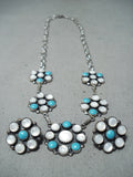 Exquisite Native American Navajo Sleeping Beauty Turquoise Sterling Silver Necklace & Earrings-Nativo Arts