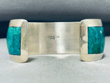 Stunning Native American Navajo Turquoise Sterling Silver Bracelet Signed Mel Francis-Nativo Arts