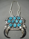 One Of The Best Vintage Native American Navajo Turquoise Sterling Silver Necklace Old-Nativo Arts