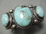 One Of The Best Vintage Native American Navajo Domed #8 Turquoise Sterling Silver Bracelet Old-Nativo Arts