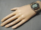 Incredible Vintage Native American Navajo #8 Turquoise Sterling Silver Leaf Bracelet Old-Nativo Arts