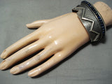 One Of The Best Vintage Native American Navajo Aaron Anderson Lapis Sterling Silver Bracelet-Nativo Arts