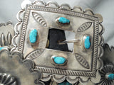 Heavy 600 Gram Vintage Native American Navajo Turquoise Sterling Silver Concho Belt Old-Nativo Arts