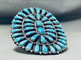 Magnificent Vintage Native American Navajo Turquoise Sterling Silver Ring Signed-Nativo Arts
