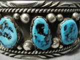 Amazing Vintage Native American Navajo Sterling Silver Turquoise Bracelet Cuff-Nativo Arts