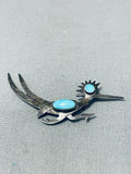 Wonderful Vintage Native American Navajo Sleeping Beauty Turquoise Sterling Silver Pin-Nativo Arts