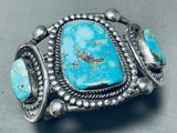 Mind Blowing Vintage Native American Navajo Carico Lake Turquoise Sterling Silver Bracelet-Nativo Arts