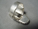 Tall! Vintage Navajo Ocean Blue Turquoise Sterling Silver Native American Ring-Nativo Arts