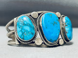 Museum Quality Vintage Native American Navajo Turquoise Mountain Sterling Silver Bracelet-Nativo Arts