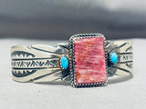 Unique Native American Navajo Purple Spiny Oyster Blue Gem Turquoise Sterling Silver Bracelet-Nativo Arts