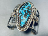 Symbolic Toad And Morenci Turquoise Vintage Native American Navajo Sterling Silver Bracelet-Nativo Arts
