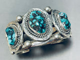 Rare 100 Gram Matrix Vintage Native American Navajo Turquoise Mine Sterling Silver Bracelet-Nativo Arts