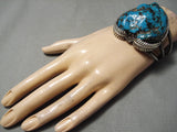 One Of The Biggest Best Vintage Native American Navajo Persin Turquoise Sterling Silver Bracelet-Nativo Arts