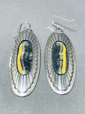 Tommy Nez Biggest Native American Navajo Honeybee Jasper Sterling Silver Earrings-Nativo Arts