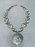 Very Rare Concho Vintage Native American Navajo Turquoise Sterling Silver Necklace-Nativo Arts