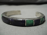 Marvelous Vintage Native American Navajo Sugulite Green Turquoise Sterling Silver Bracelet-Nativo Arts