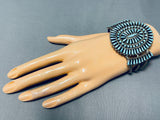 Wilson Family Vintage Native American Navajo Blue Gem Turquoise Cluster Sterling Silver Bracelet-Nativo Arts