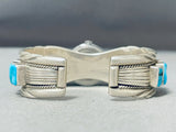 Superb Vintage Native American Navajo 10 Square Cut Turquoise Sterling Silver Watch Bracelet-Nativo Arts