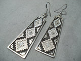 Breathtaking Vintage Navajo Sterling Silver Dangle Earrings Native American Old-Nativo Arts