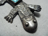 Whimsical Vintage Native American Navajo Turquoise Sterling Silver Gekko Pin Old-Nativo Arts