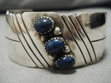 Superior Vintage Native American Navajo Hand Wrought Sterling Silver Lapis Bracelet Old-Nativo Arts