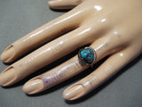 Tremendous Vintage Native American Navajo Red Mountain Turquoise Sterling Silver Ring Old-Nativo Arts