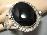 Exquisite Vintage Navajo Domed Onyx Sterling Silver Native American Bracelet-Nativo Arts