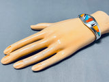 Rare Double Artist Signed Vintage Native American Navajo Turquoise Sterling Silver Bracelet-Nativo Arts